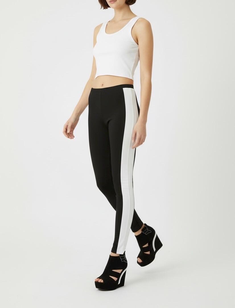 Black and White Tuxedo Stripe Leggings - Made in USA