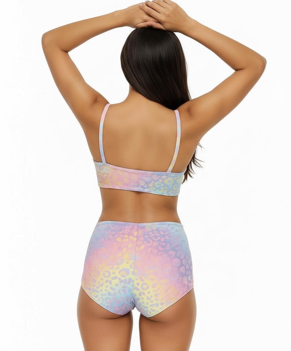 Pastel Ombre Leopard Print Bikini: High Waisted Two-Piece Swimsuit