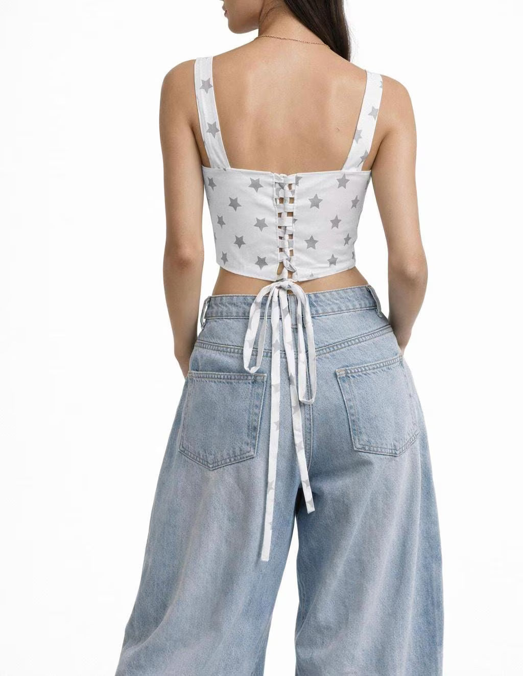 Lace-Up Back Cropped Corset Top | Lone Star Rodeo Print