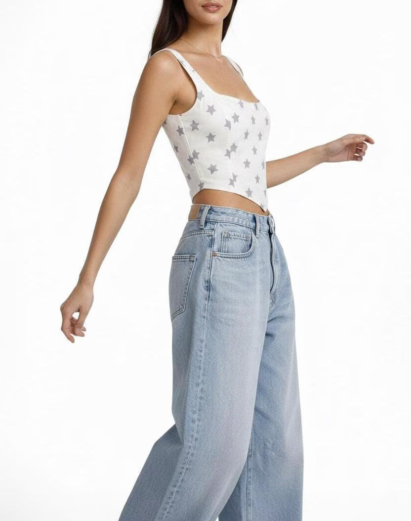 Lace-Up Back Cropped Corset Top | Lone Star Rodeo Print