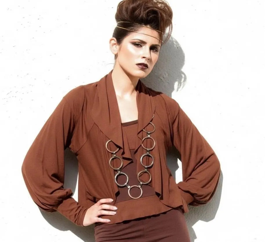 Ruffled Cropped Bolero Shrug: Exaggerated Sleeves, Handmade in USA