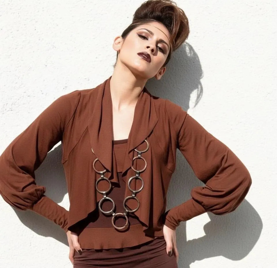 Ruffled Cropped Bolero Shrug: Exaggerated Sleeves, Handmade in USA