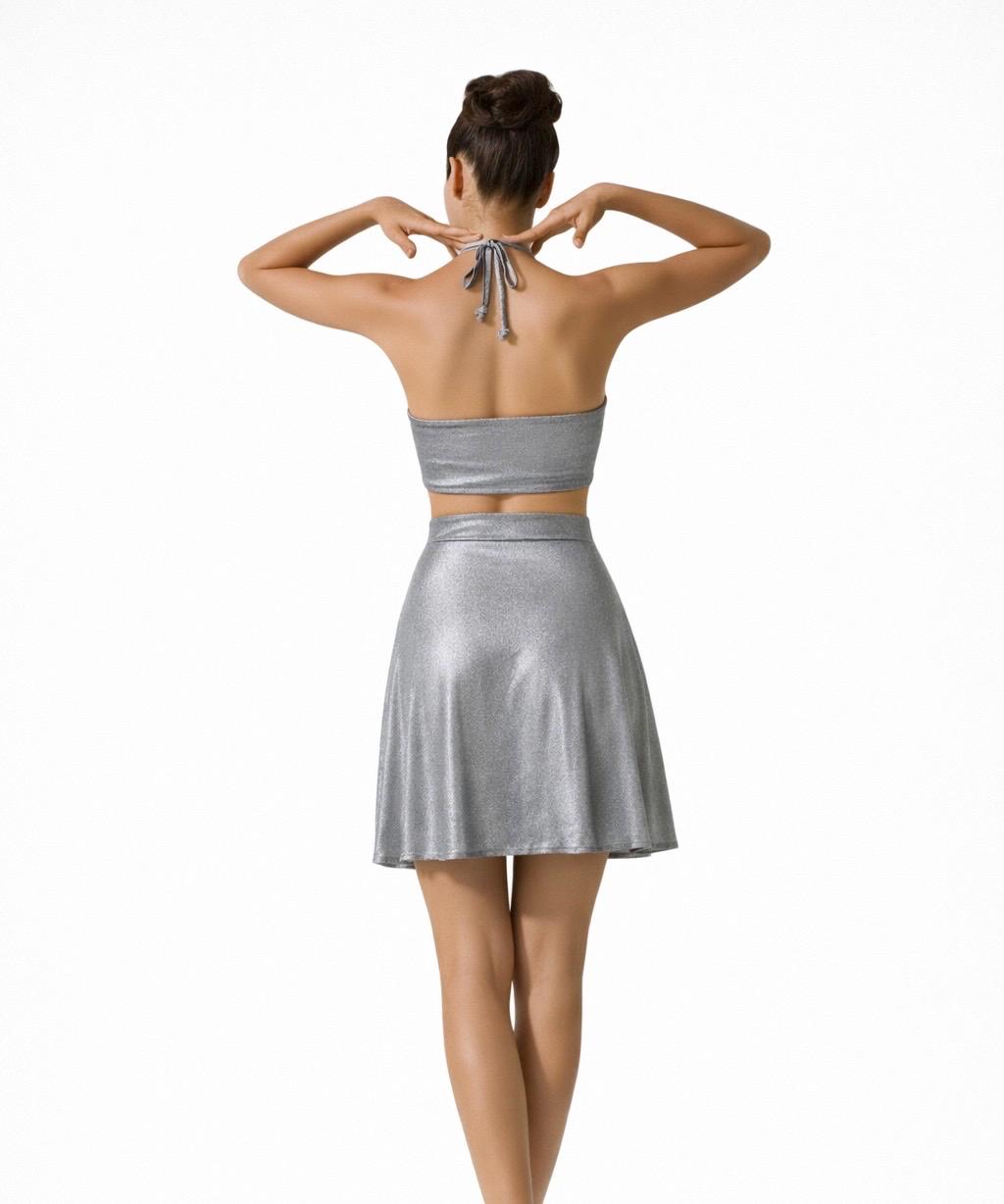 Metallic Silver Cut-Out Mini Dress: Handmade Party Clubwear