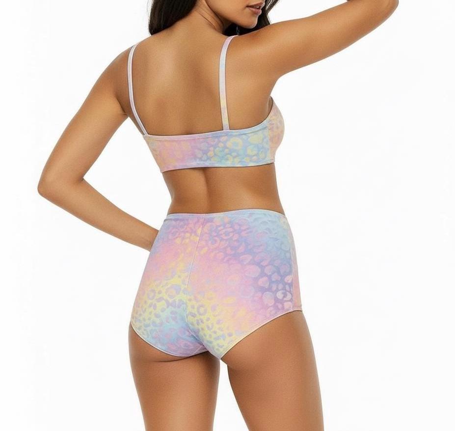 Pastel Ombre Leopard Print Bikini: High Waisted Two-Piece Swimsuit