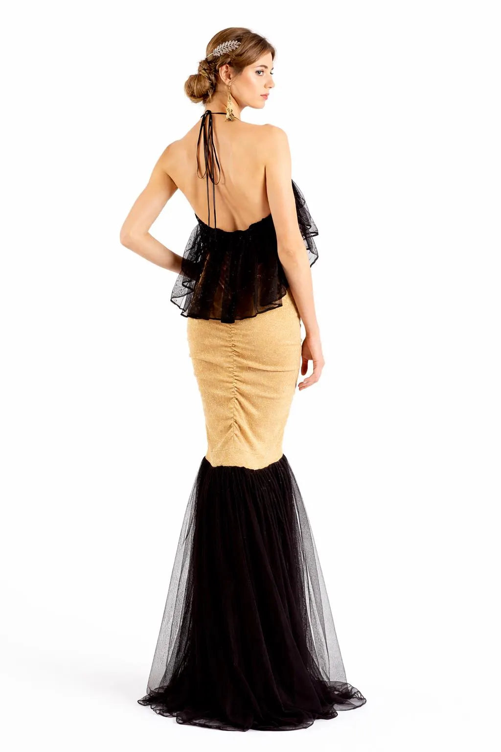 Beatrice Gold and Black Long Maxi Gown-Size M/L