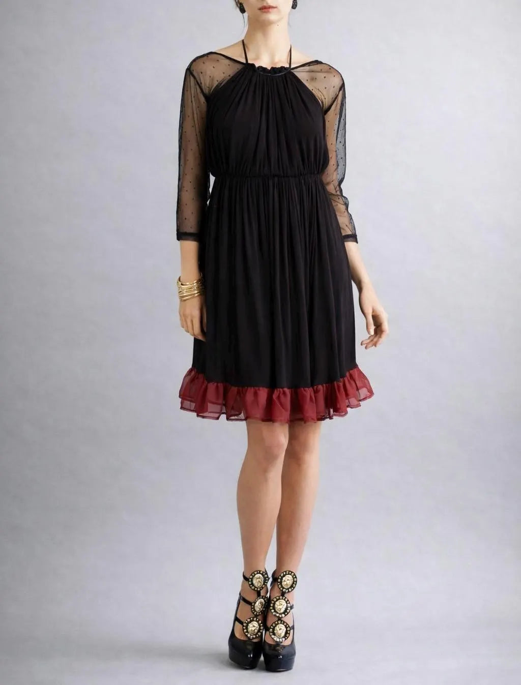 Cecily Mini Black and Wine Red Dress