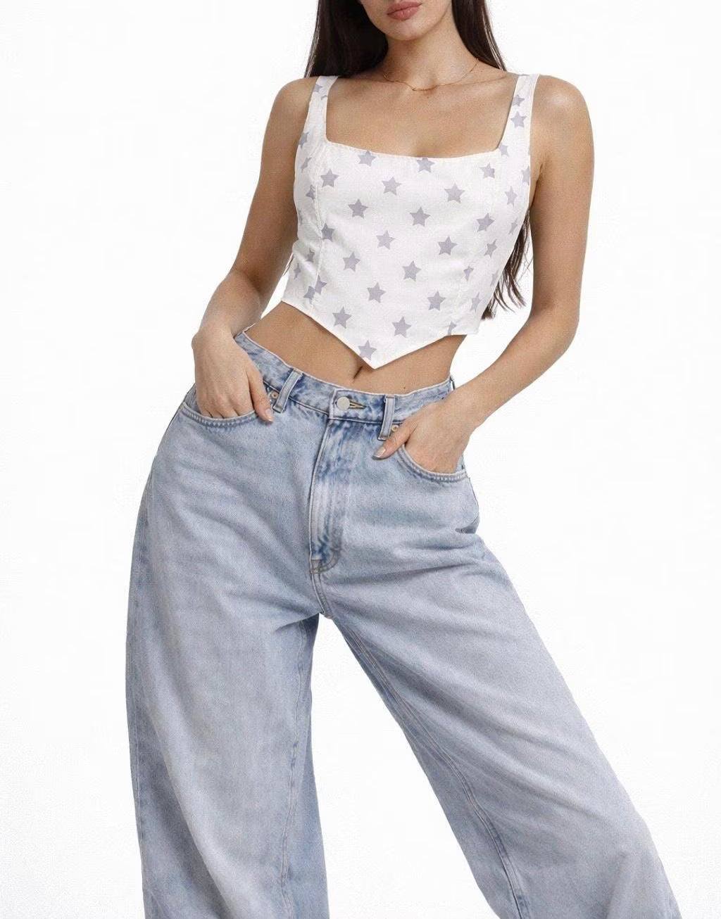 Lace-Up Back Cropped Corset Top | Lone Star Rodeo Print
