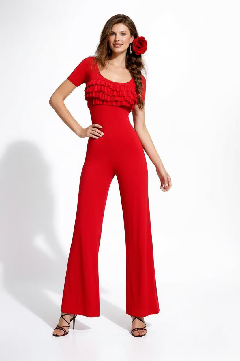 Ruffle Palazzo Jumpsuit | Handmade Resort Wear