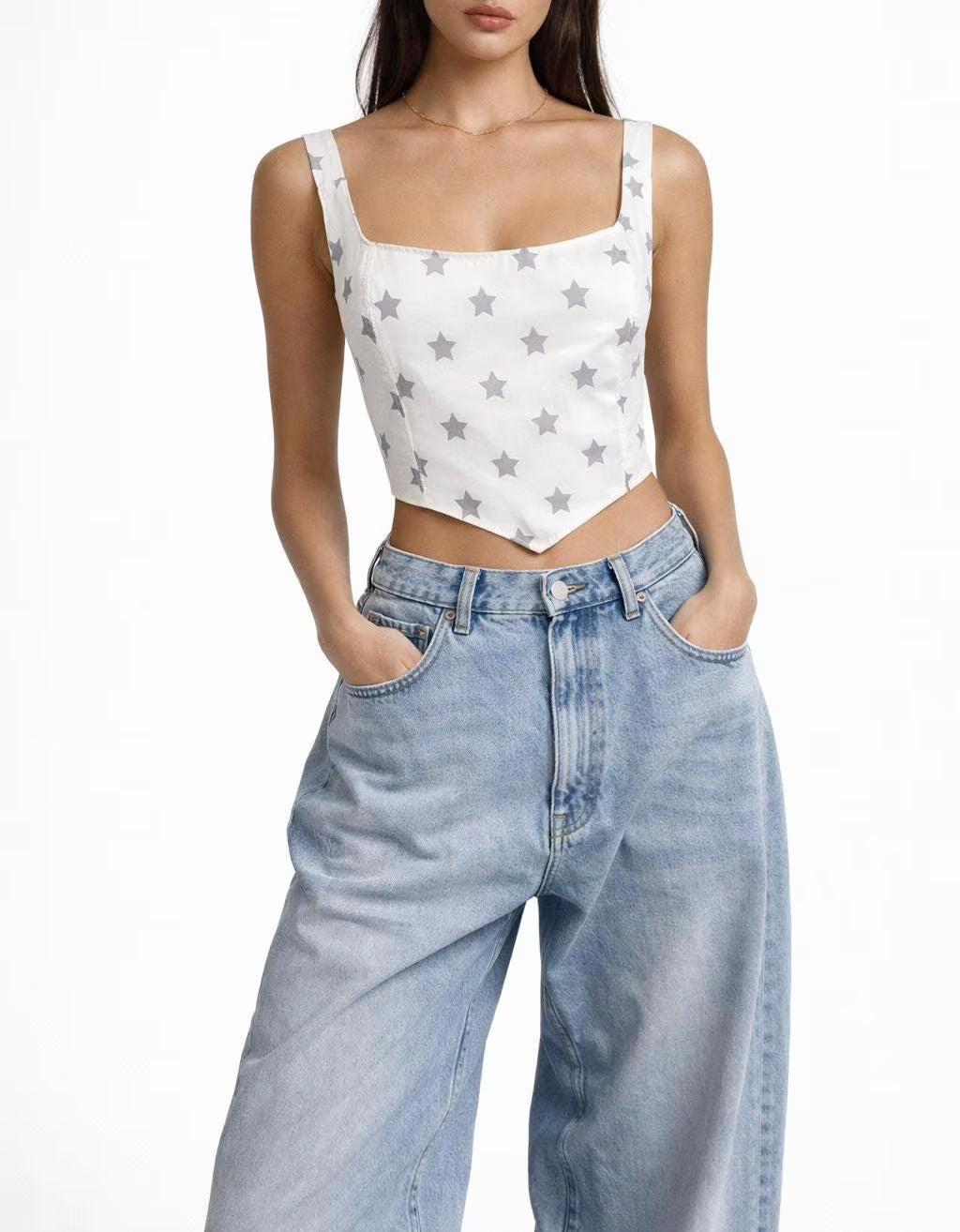 Lace-Up Back Cropped Corset Top | Lone Star Rodeo Print