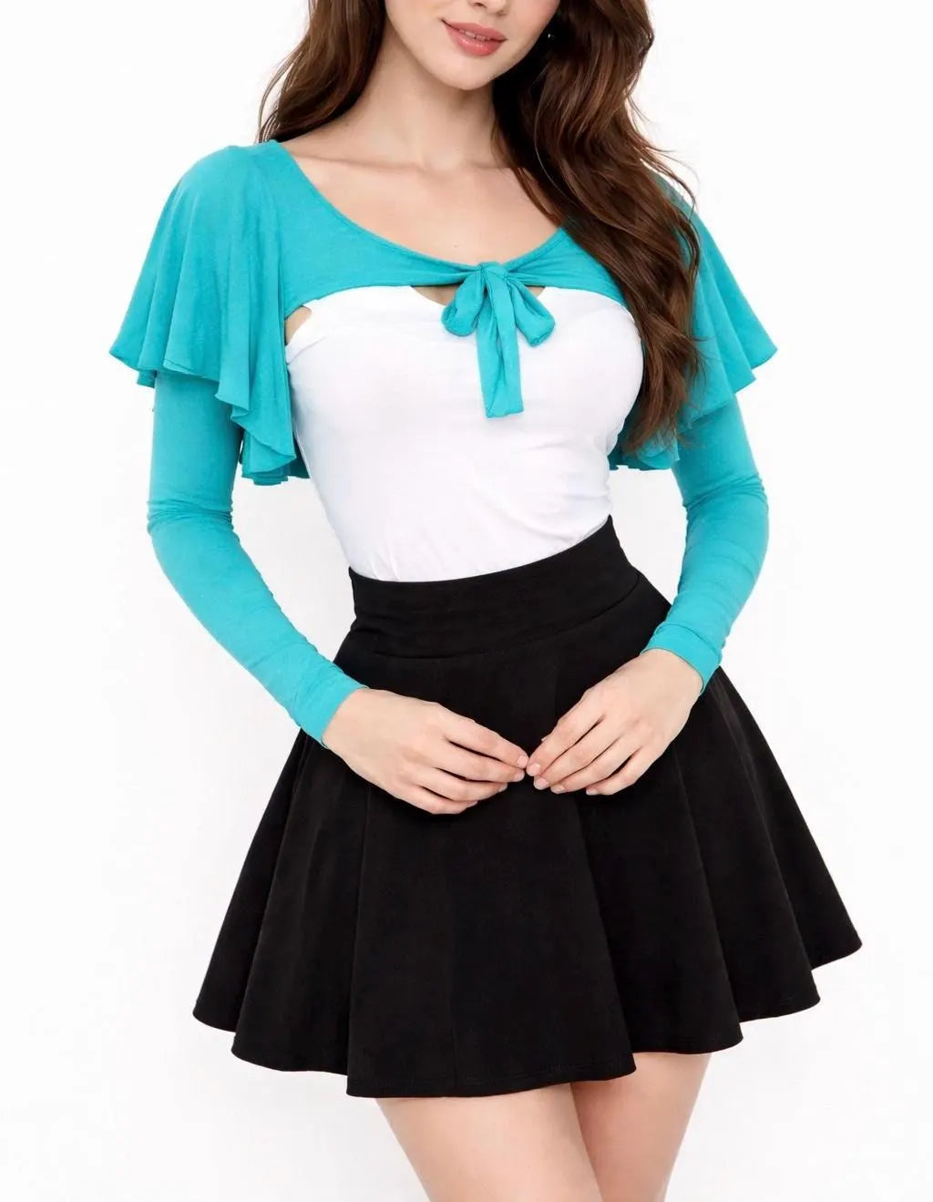 Flutter Sleeve Tie-Front Shrug | Handmade Knit Bolero