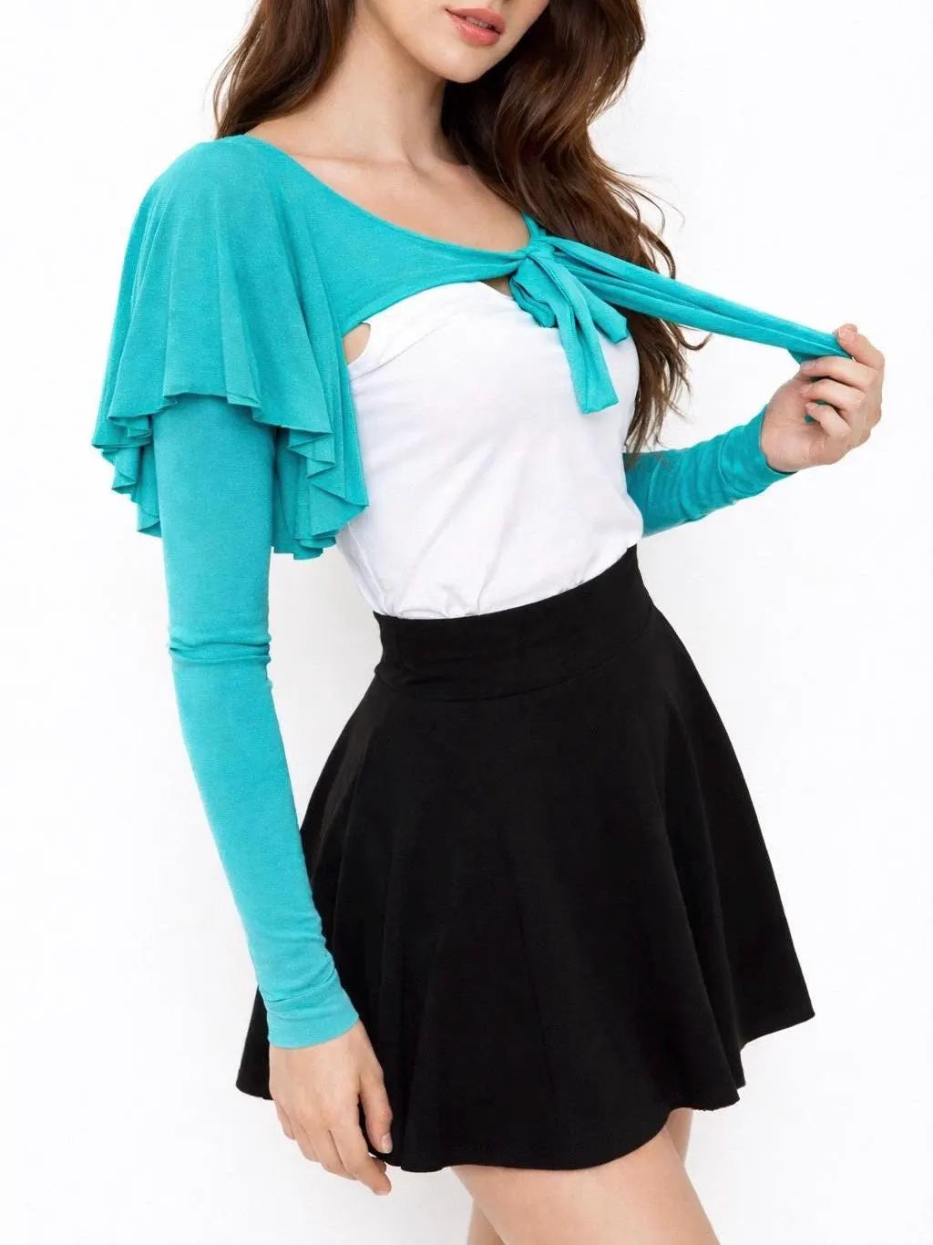 Flutter Sleeve Tie-Front Shrug | Handmade Knit Bolero