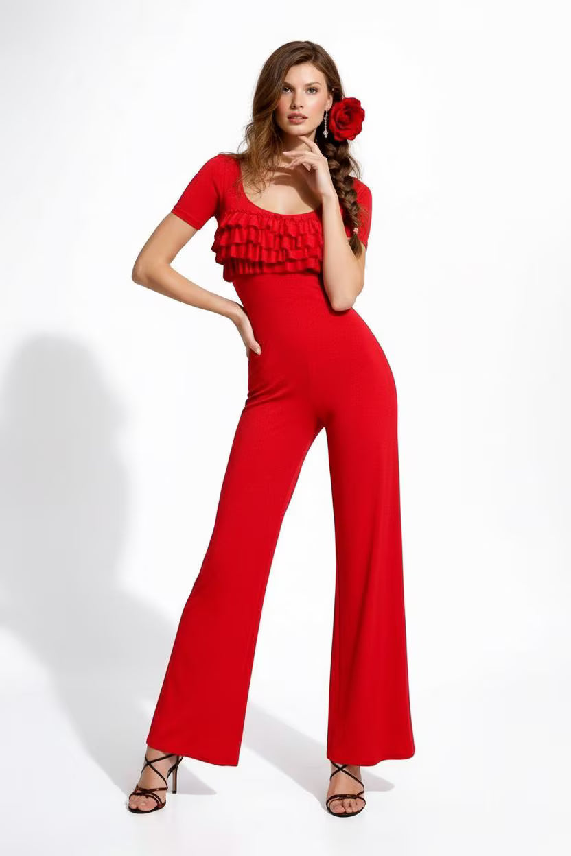 Ruffle Palazzo Jumpsuit | Handmade Resort Wear