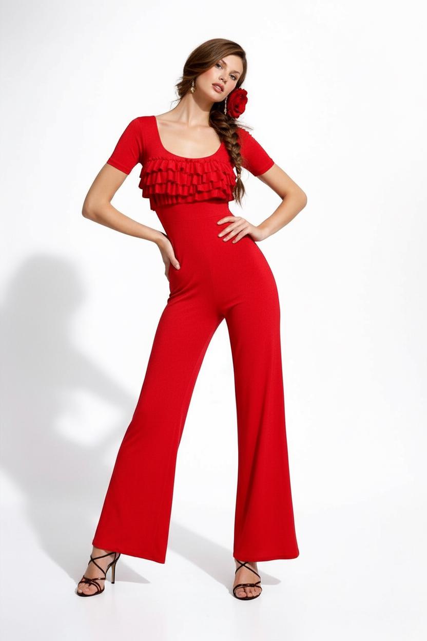Ruffle Palazzo Jumpsuit | Handmade Resort Wear