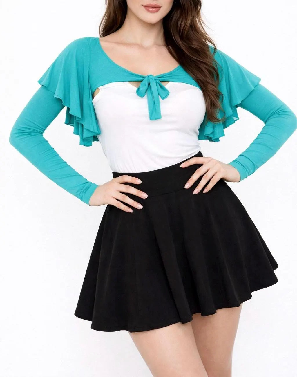 Flutter Sleeve Tie-Front Shrug | Handmade Knit Bolero