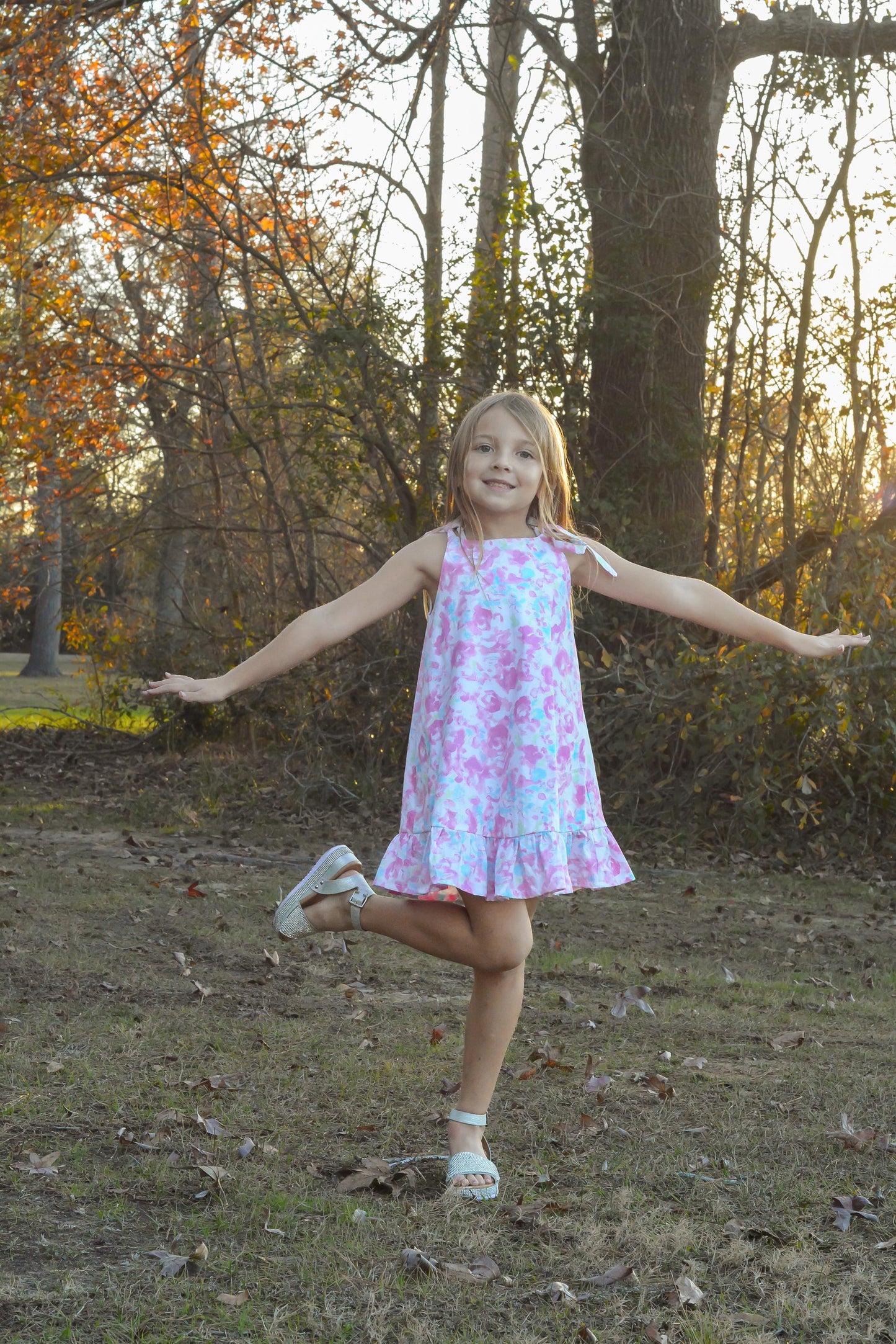 Girls Pink Floral Dress | Sleeveless Ruffle Hem Dress | Spring Summer Toddler & Girls Dress | Boutique Handmade Dress