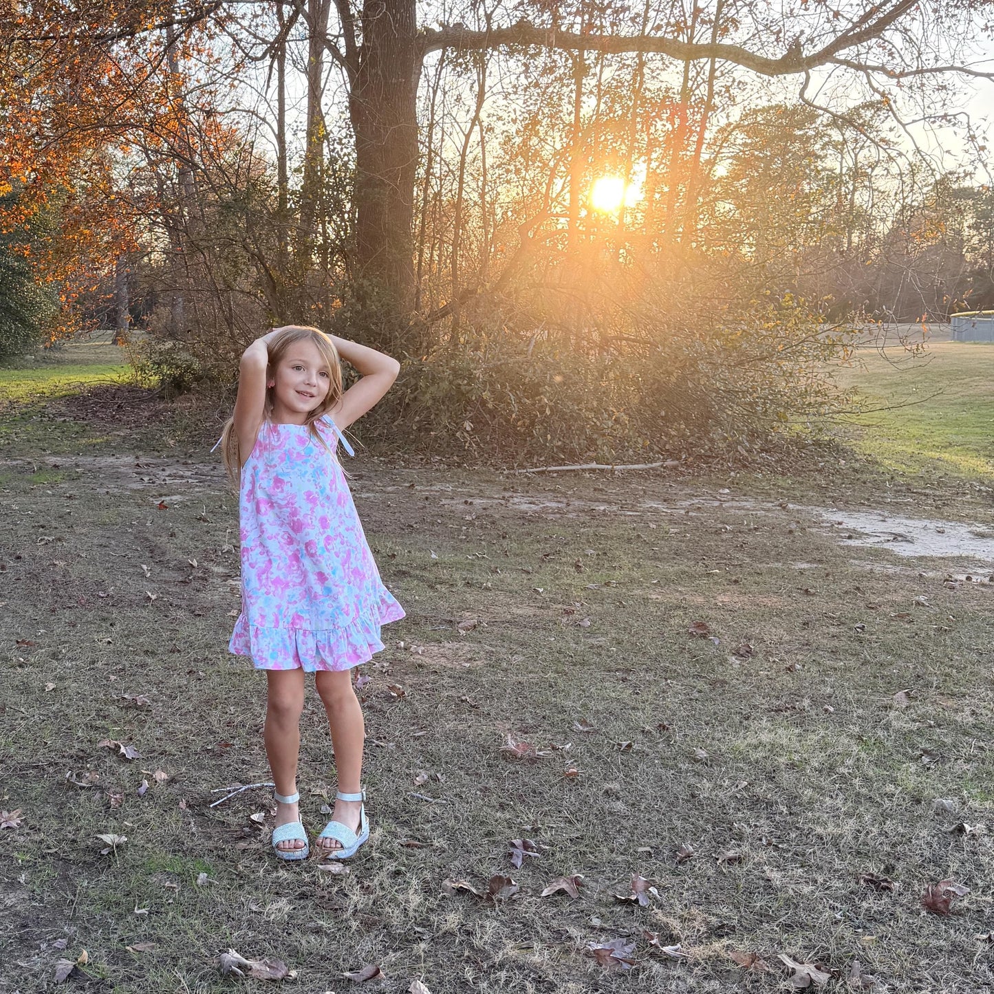 Girls Pink Floral Dress | Sleeveless Ruffle Hem Dress | Spring Summer Toddler & Girls Dress | Boutique Handmade Dress