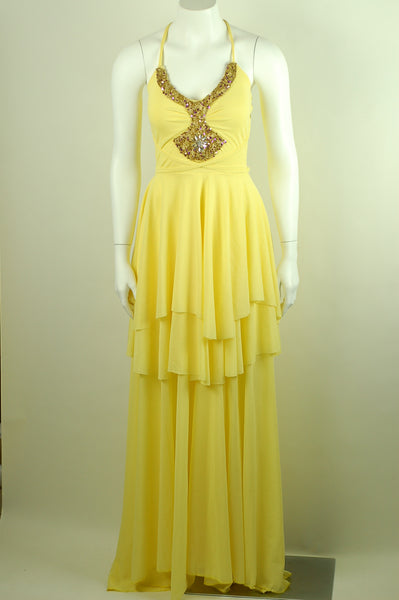 Affordable Yellow Beaded Formal Prom, Homecoming, bridesmaids Dress