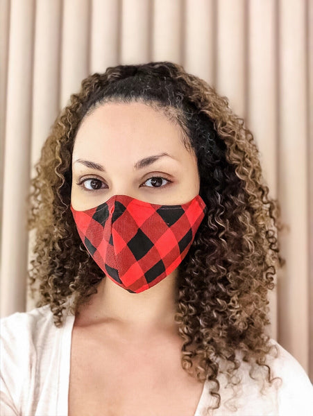 100% Cotton 3 Layer Buffalo Plaid Face Masks with removable nose wire and Filter Pocket, gifts, Fall Mask, Plaid mask, plaid print mask