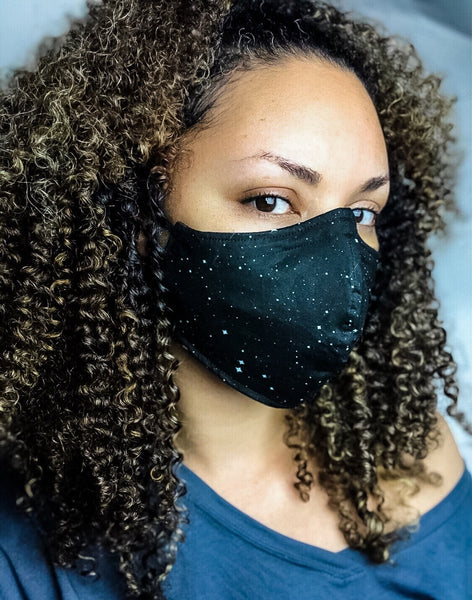 100% Cotton 3 Layer Night sky Print Face Masks with removable nose wire and Filter Pocket
