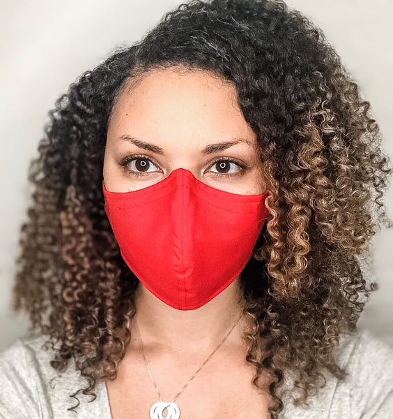 100% Cotton 3 Layer Solid Red Face Masks with removable nose wire and Filter Pocket, Fashion Mask, Solid Mask, Solid Red Mask