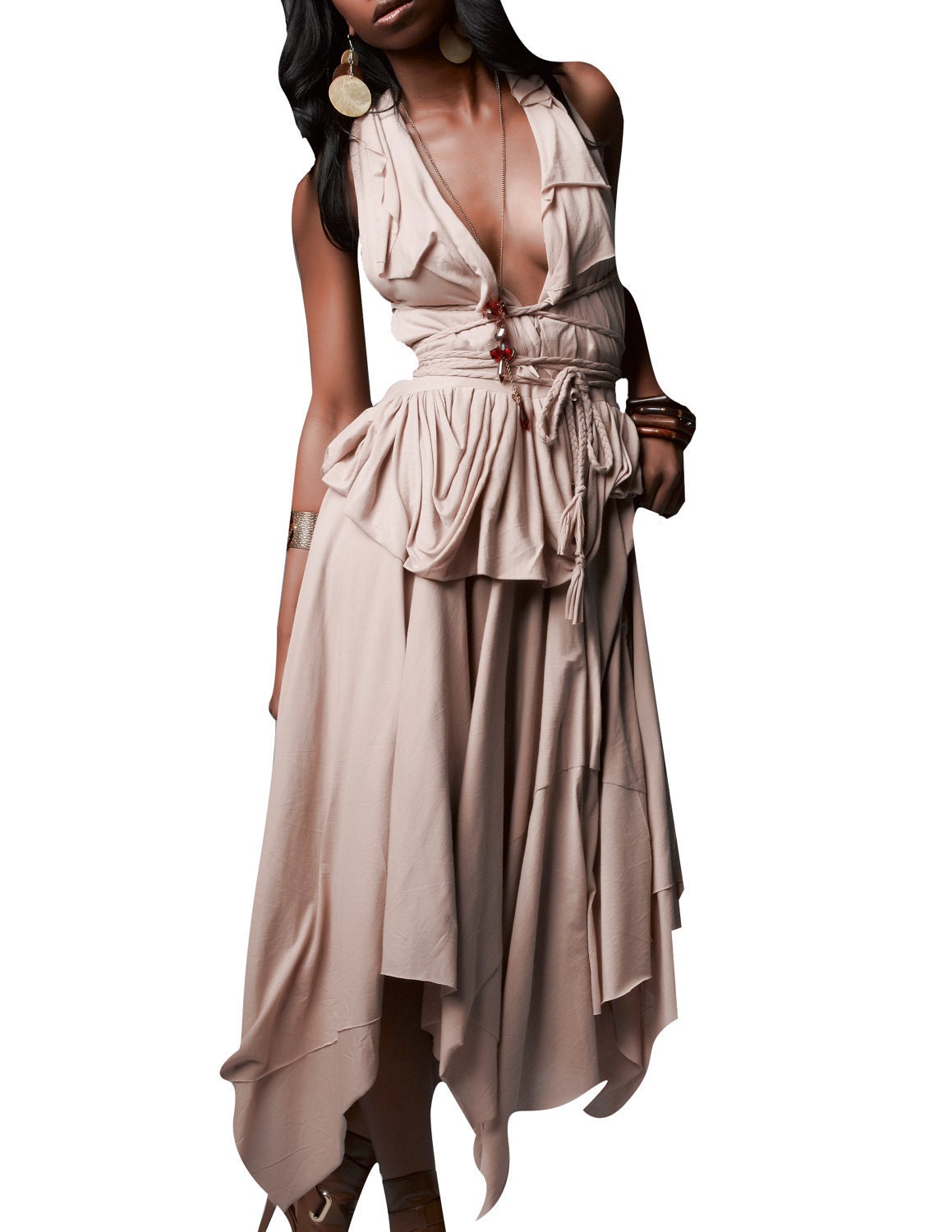 RESISTANCE Convertible Midi Dress, Infinity Dress, Bohemian Dress, Braided Straps Dress, Vacation Dress