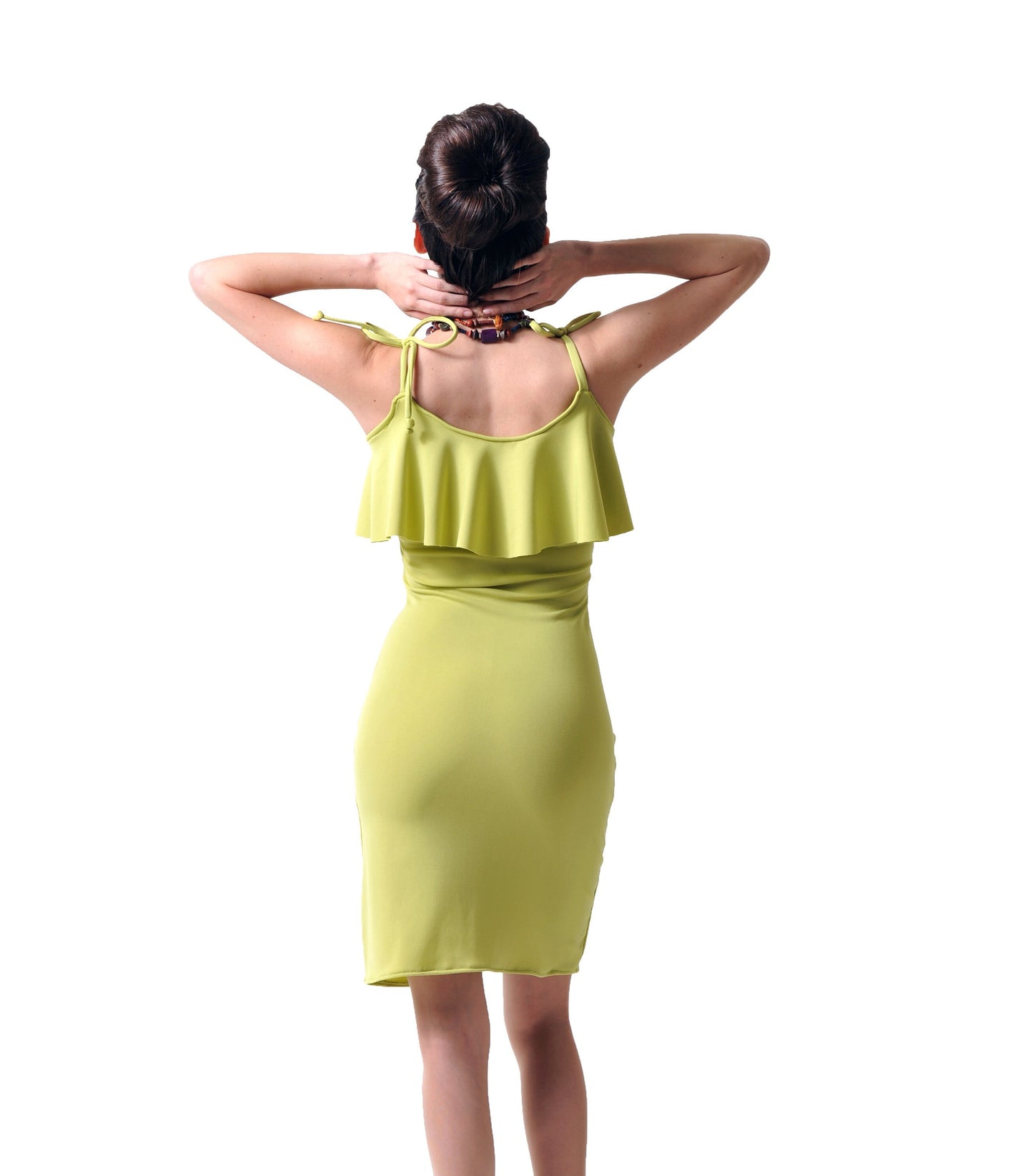 Body con flounce self tying dress, vacation dress, fitted dress, body con dress, sexy dress, ruffle, tie straps