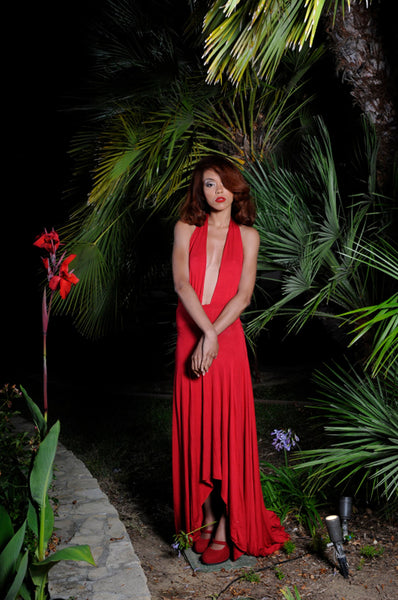 Lilith Deep-V Backless Dress With Asymmetrical Hem, salsa dress, dress for dancing, dance dress, unique dresses, red dress