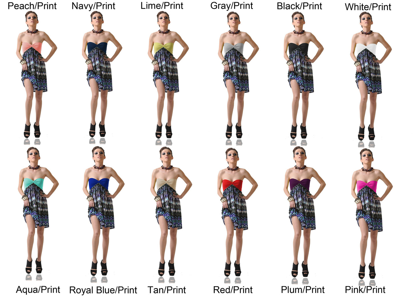 Strapless Cinched Bust Tribal Mini Dress, Mini Dress, Summer Dress, Tribal Print Dress, Strapless dress, vacation dress, babydoll dress