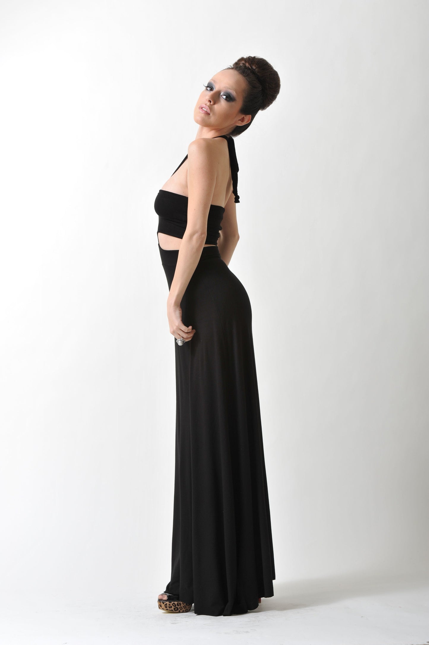 Long A-Line Halter Maxi with side cut outs, maxi dress, black maxi dresses, long dresses, maxi dress, Maxi dresses, long black dresses,