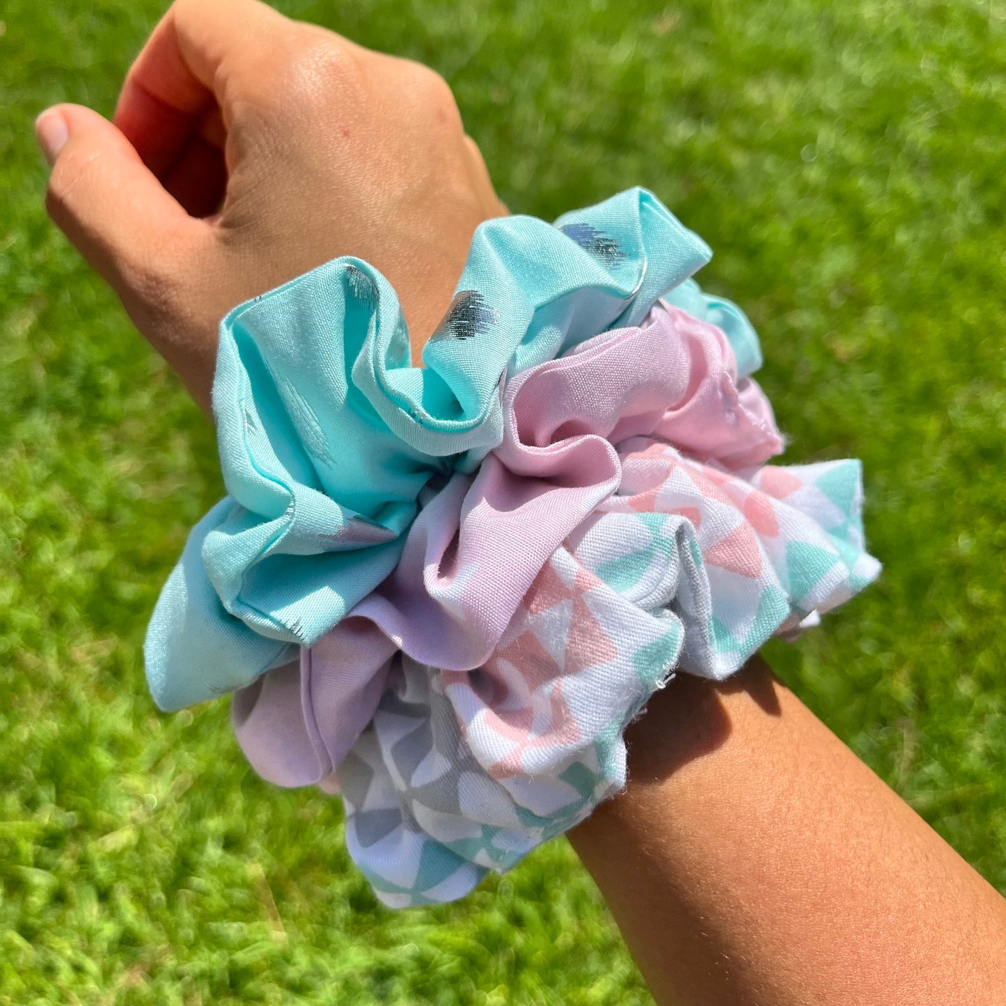 Pink and Aqua Scrunchies, kids scrunchie