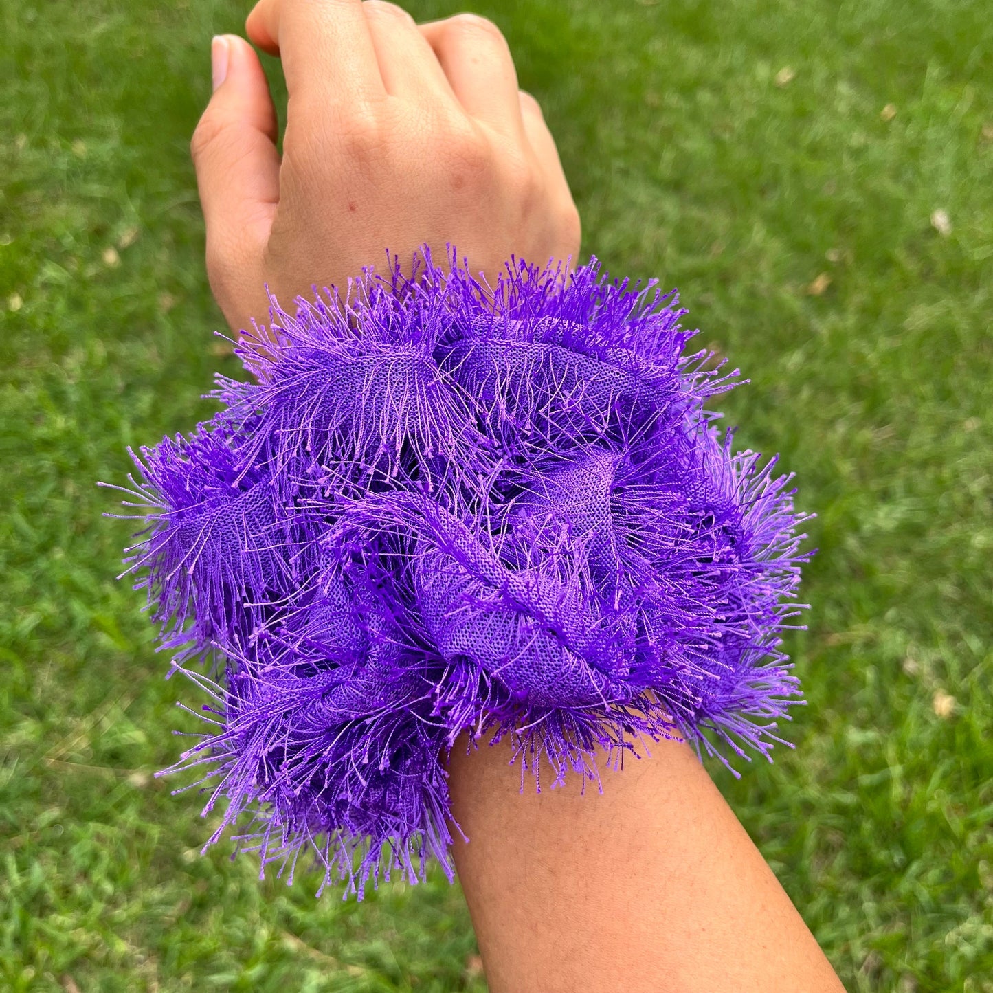 Purple Fuzzy Cute Scrunchie, Fuzzy scrunchie, hair scrunchie, scrunchies, stocking stuffers, Space Buns scrunchies,  limited edition