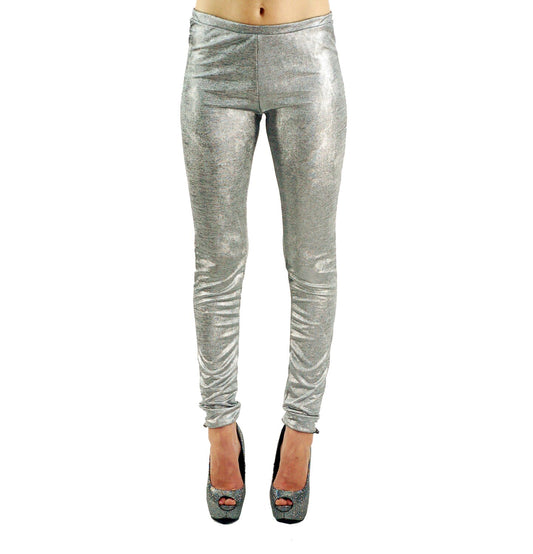 Miami Nights Metallic Silver Leggings, Date Night, Metallic Leggings, Leggings, Disco Leggings, Party Leggings, Nightclub Leggings