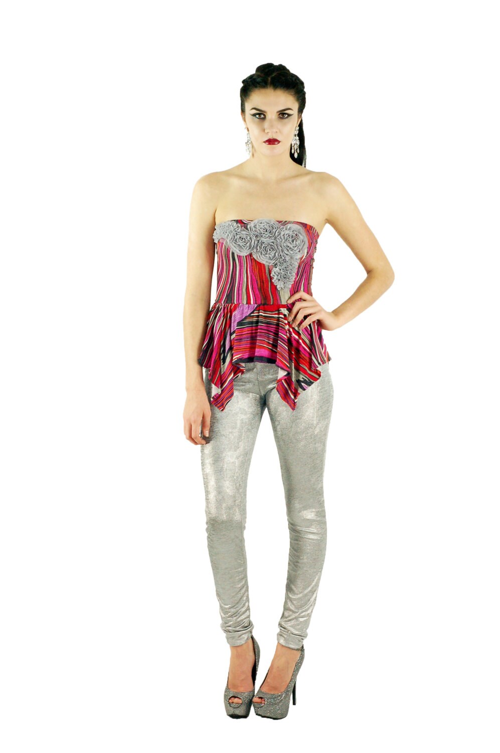 Miami Nights Metallic Silver Leggings, Date Night, Metallic Leggings, Leggings, Disco Leggings, Party Leggings, Nightclub Leggings
