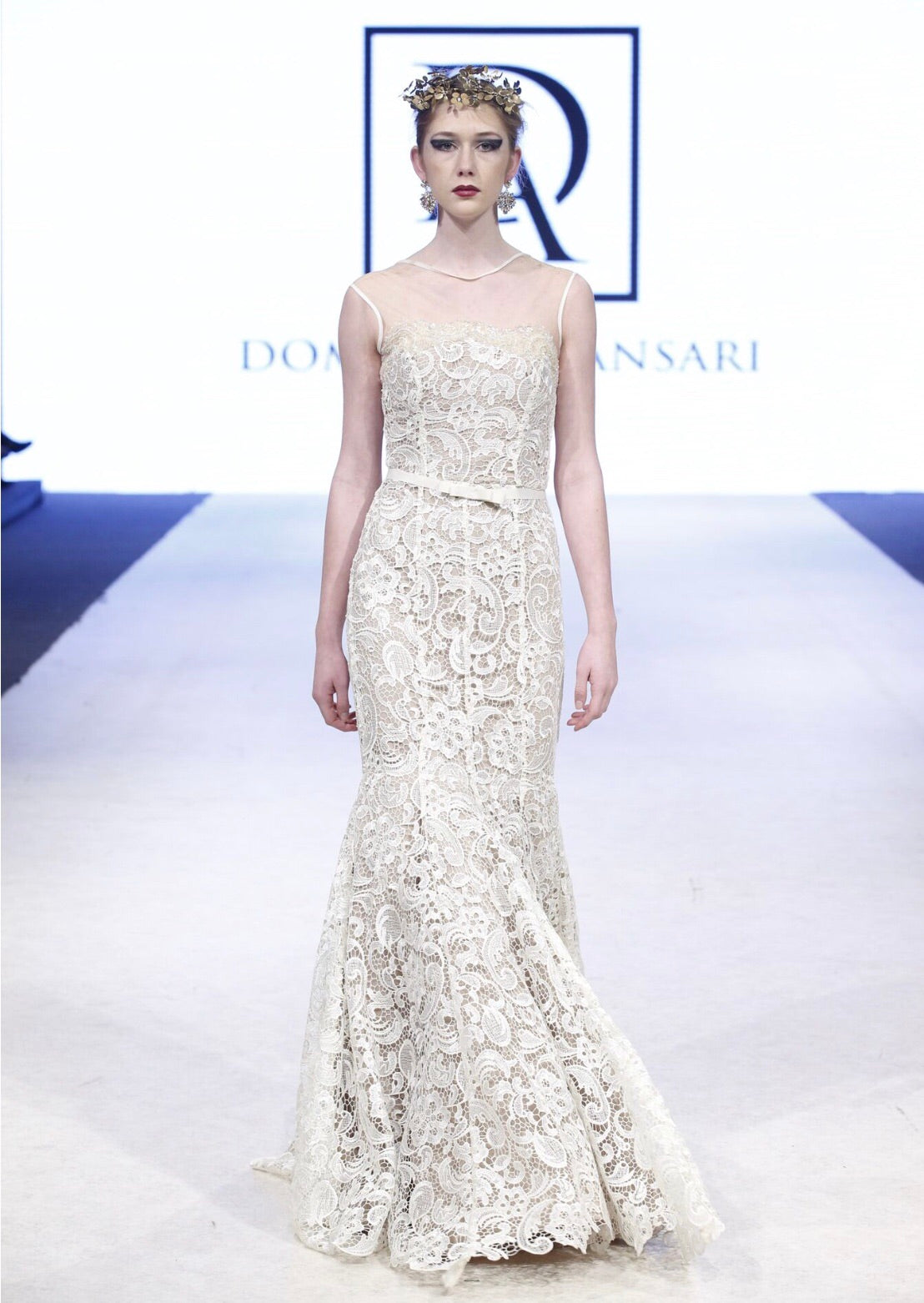 Ivory lace with nude lining Mermaid Wedding/Prom gown