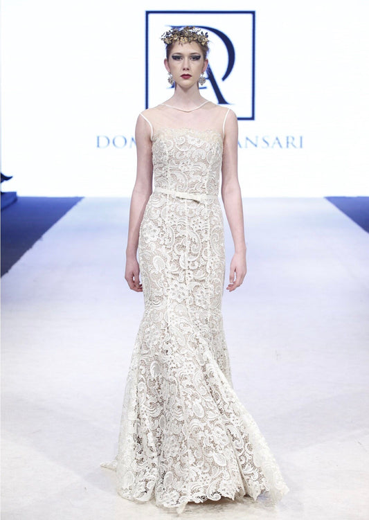 Ivory lace with nude lining Mermaid Wedding/Prom gown