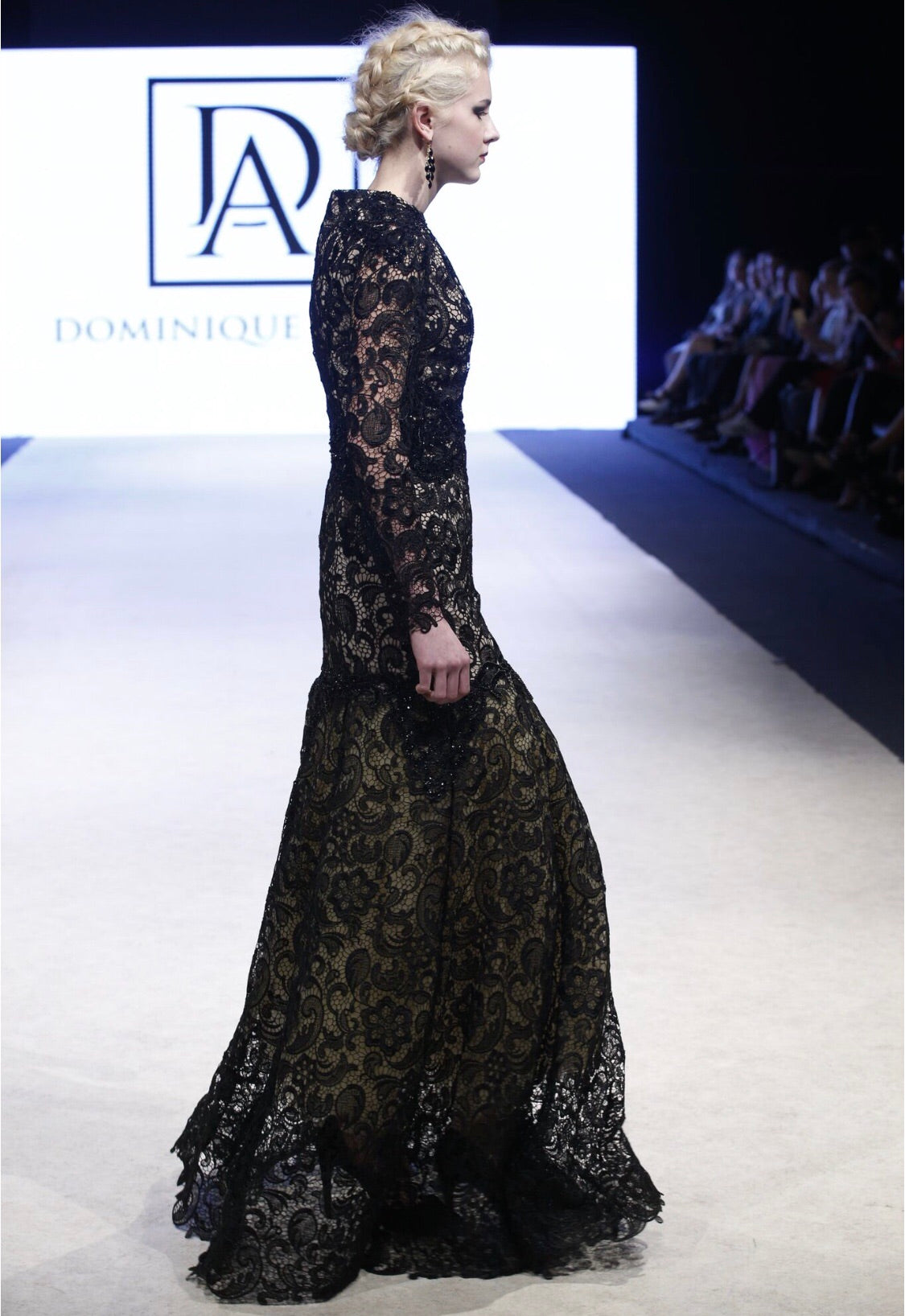 Lilith Black Lace Beaded Gown