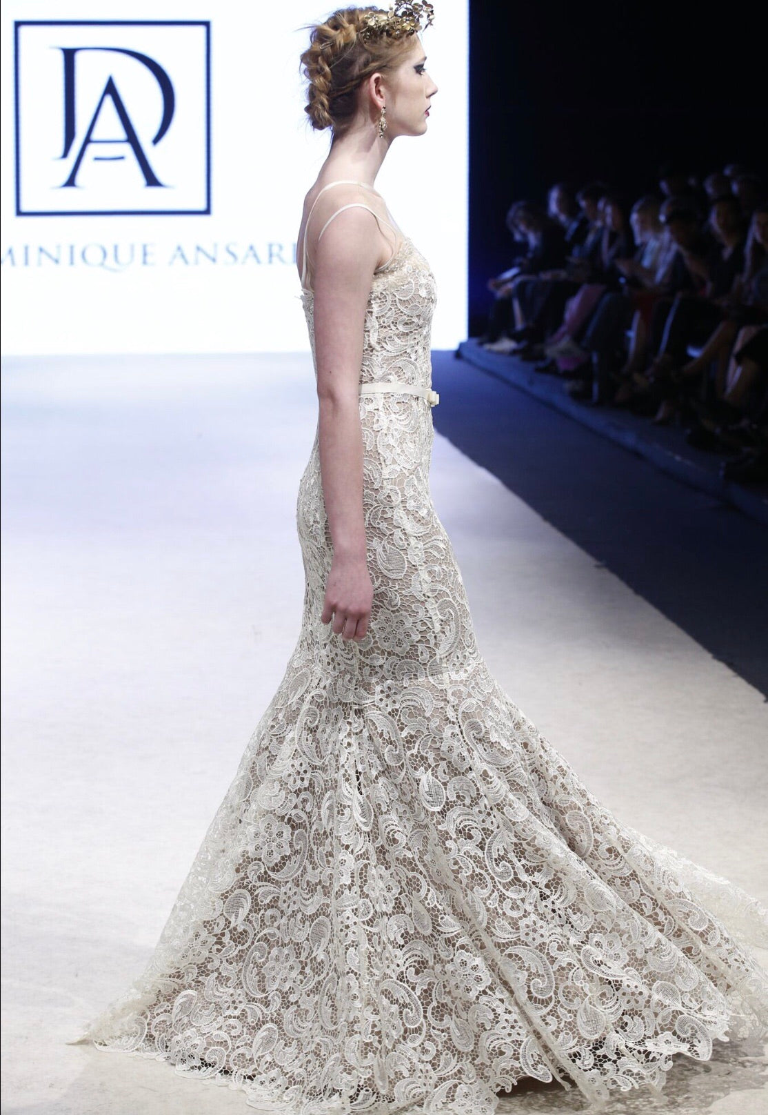 Ivory lace with nude lining Mermaid Wedding/Prom gown