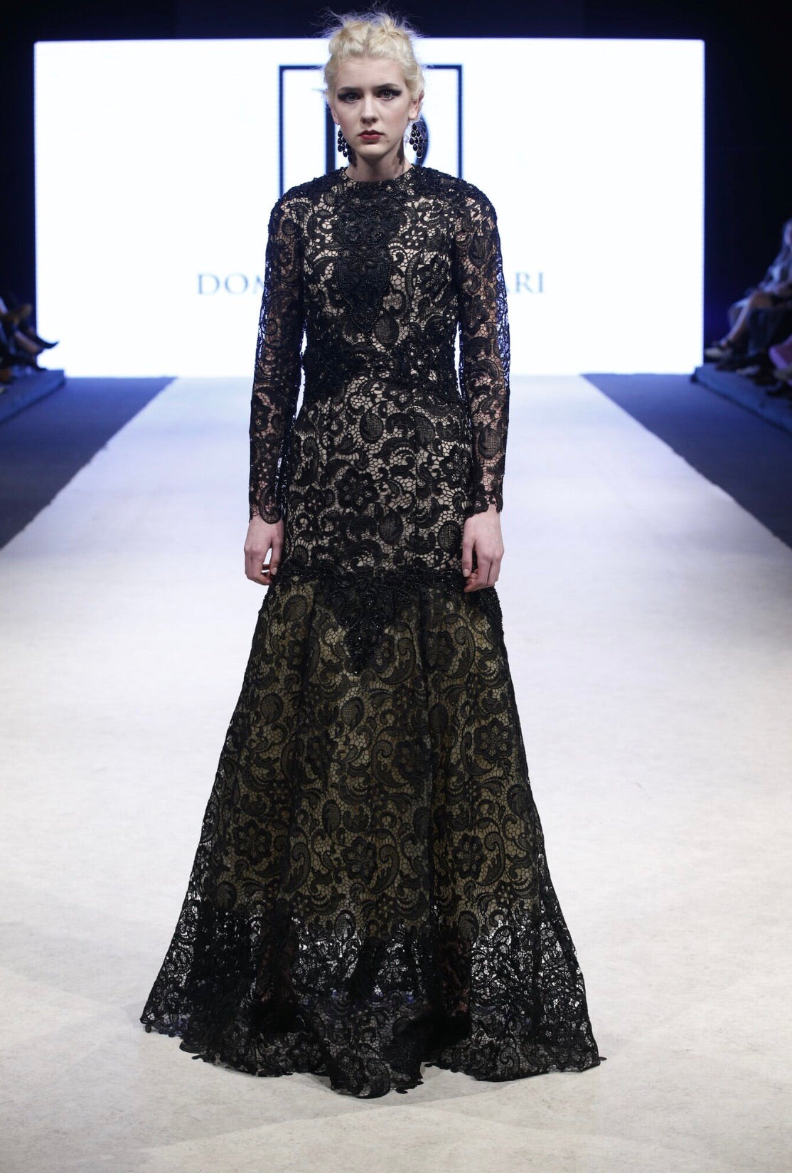 Lilith Black Lace Beaded Gown