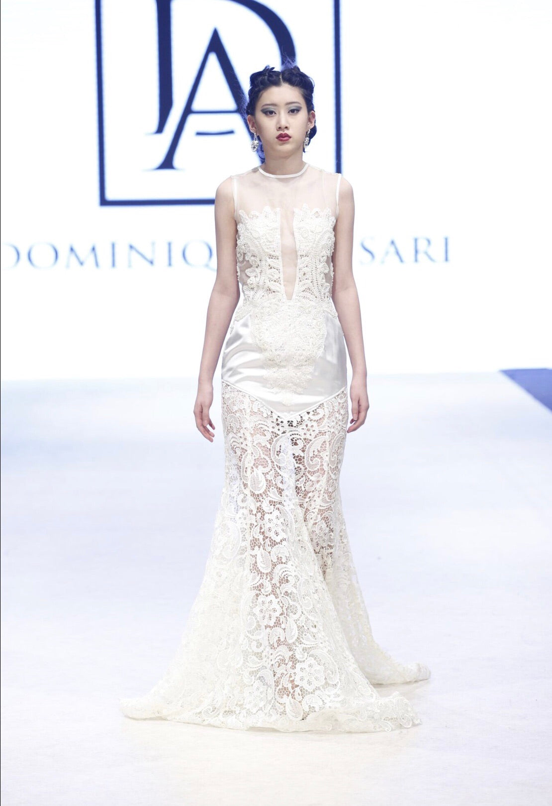 Ivory Silk, Satin, and Lace Beaded Wedding/Prom Dress Dominique Ansari Ivory Silk, Satin, and Lace Beaded Wedding/Prom Dress Dominique Ansari