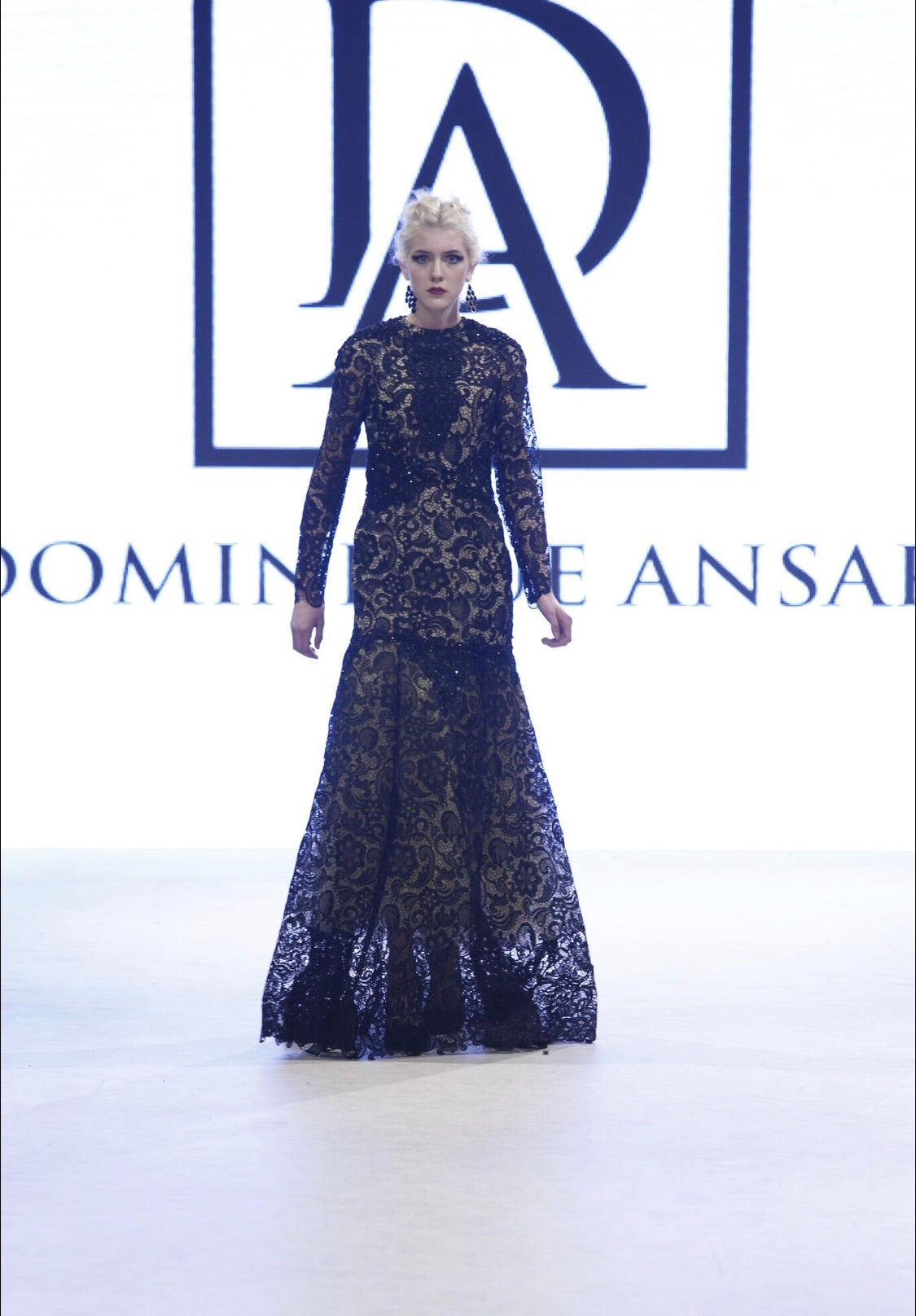Lilith Black Lace Beaded Gown