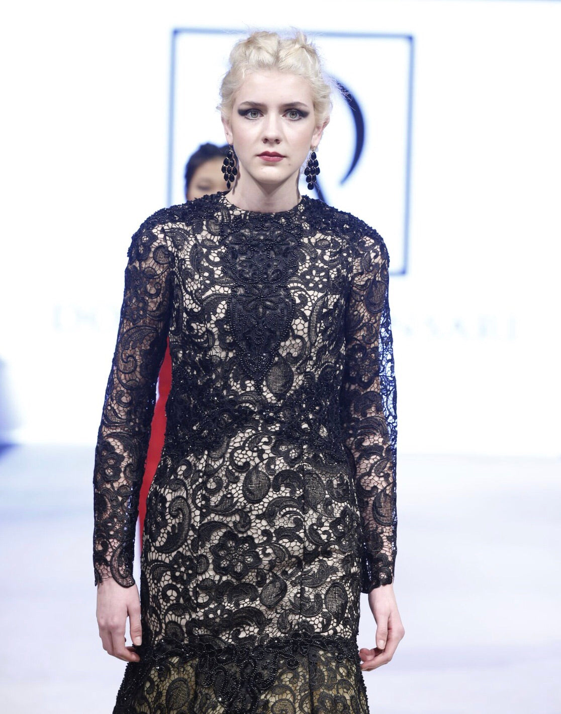 Lilith Black Lace Beaded Gown
